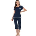 thumbnail image 1 of DARING DIVA Women's Round Neck Casual Pajama Sets L Navy Blue, 1 of 6