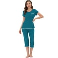 thumbnail image 1 of DARING DIVA Women's Round Neck Casual Pajama Sets M Peacoke Green, 1 of 6
