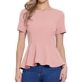thumbnail image 1 of DARING DIVA Women's Round Neck Elegant Peplum Tops M Pink, 1 of 6