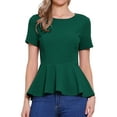 thumbnail image 1 of DARING DIVA Women's Round Neck Elegant Peplum Tops XL Green, 1 of 6