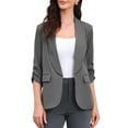thumbnail image 1 of DARING DIVA Women's Ruched 3/4 Sleeve Shawl Collar Dressy Suit Jacket L Dark Gray, 1 of 6