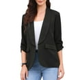 thumbnail image 1 of DARING DIVA Women's Ruched 3/4 Sleeve Shawl Collar Dressy Suit Jacket XS Black, 1 of 6