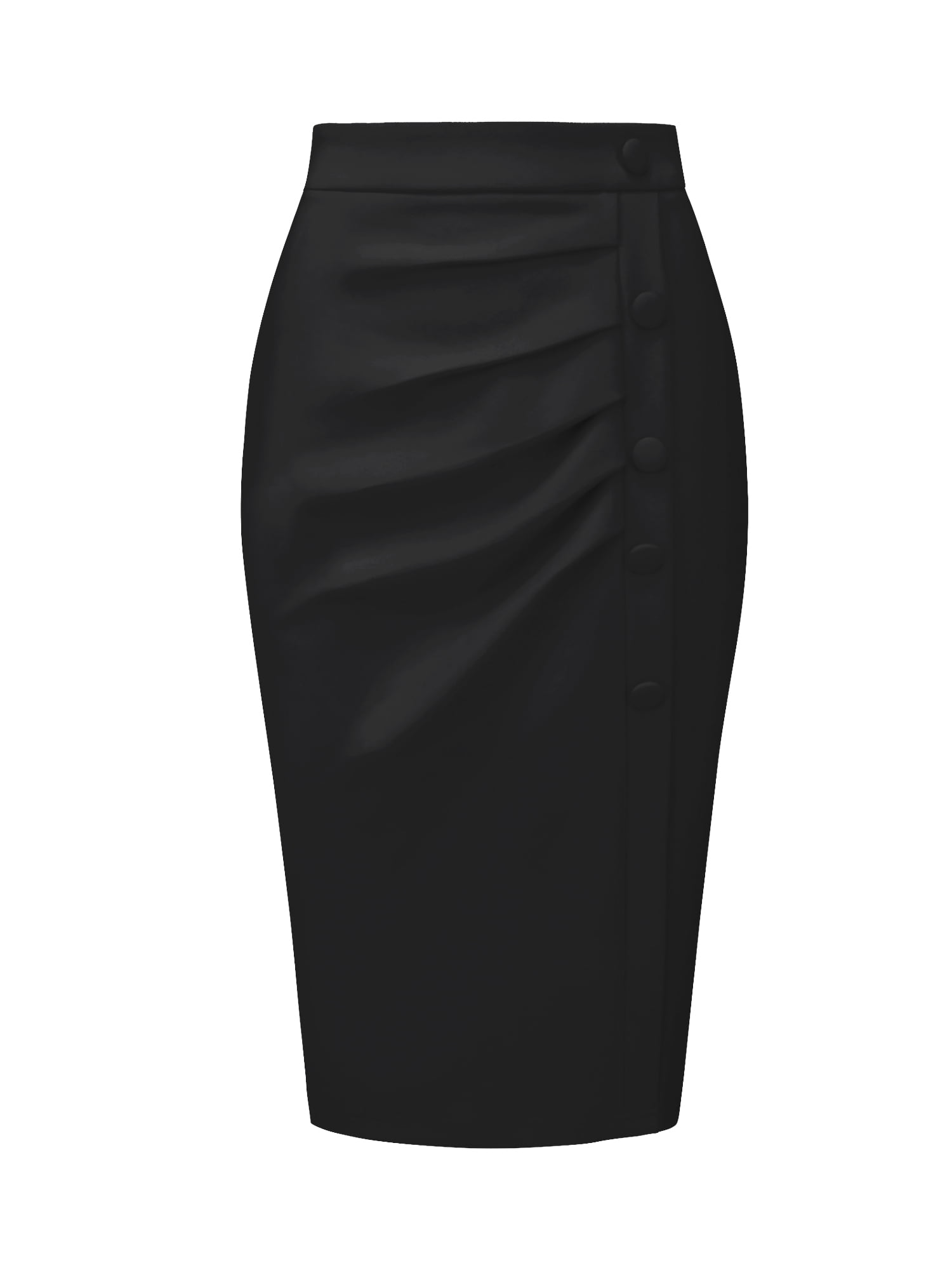 DARING DIVA Women's High Waist Ruched Bodycon  Leisure Midi Pencil Skirt 2XL Black