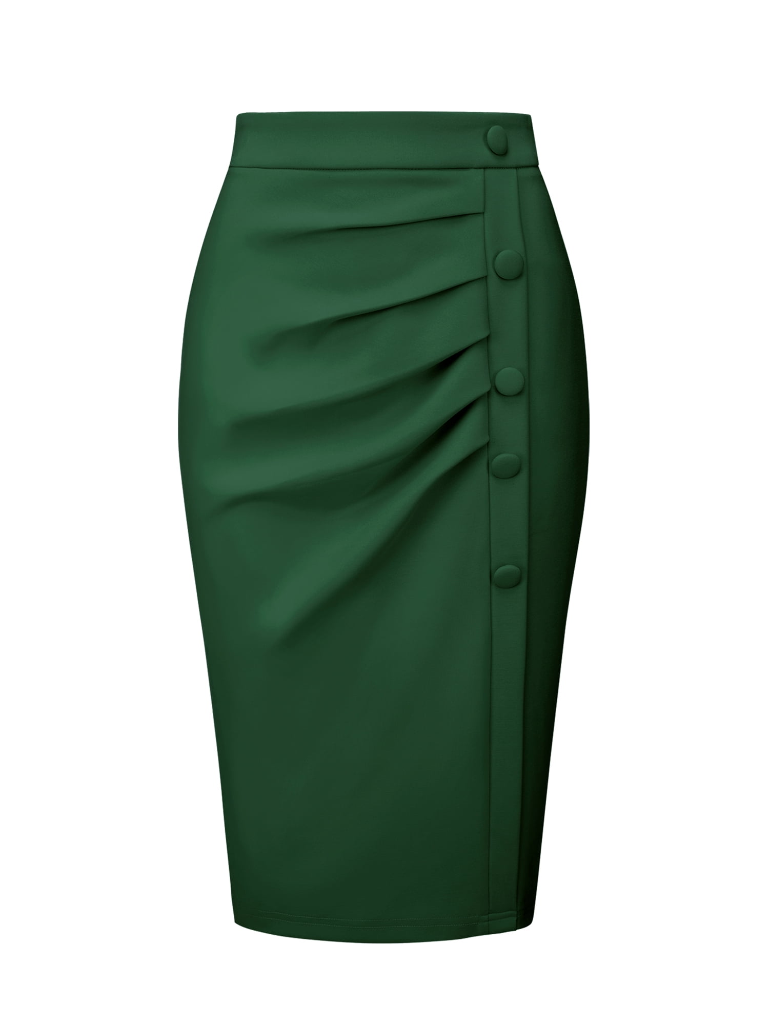 DARING DIVA Women's High Waist Ruched Bodycon  Leisure Midi Pencil Skirt 2XL Dark Green