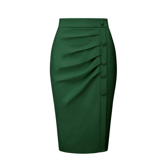 DARING DIVA Women's Ruched Bodycon Midi Pencil Skirt 2XL Dark Green