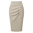 thumbnail image 1 of DARING DIVA Women's Ruched Bodycon Midi Pencil Skirt XL Beige Grey, 1 of 7