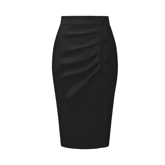 DARING DIVA Women's Ruched Bodycon Midi Pencil Skirt XL Black