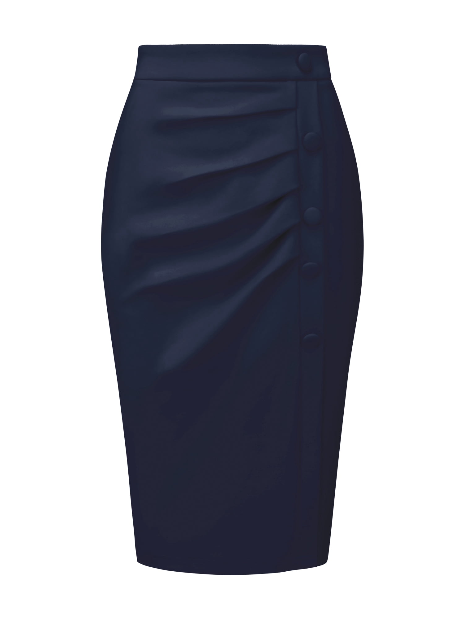 DARING DIVA Women's High Waist Ruched Bodycon  Leisure Midi Pencil Skirt XL Dark Blue