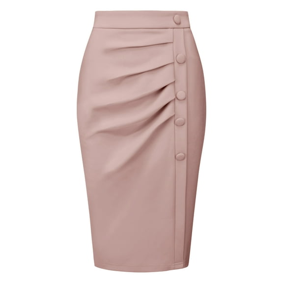 DARING DIVA Women's Ruched Bodycon Midi Pencil Skirt XL Pink