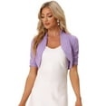 thumbnail image 1 of DARING DIVA Women's Ruched Short Sleeve Shrugs Bolero Cropped Cardigan XL Lilac, 1 of 6