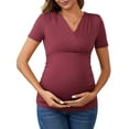thumbnail image 1 of DARING DIVA Women's Ruched Wrap V Neck Maternity Blouse XXL Red, 1 of 7