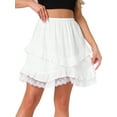 thumbnail image 1 of DARING DIVA Women's Ruffle Elastic High Waist Casual Tiered Flowy Mini Skirt XS White, 1 of 6