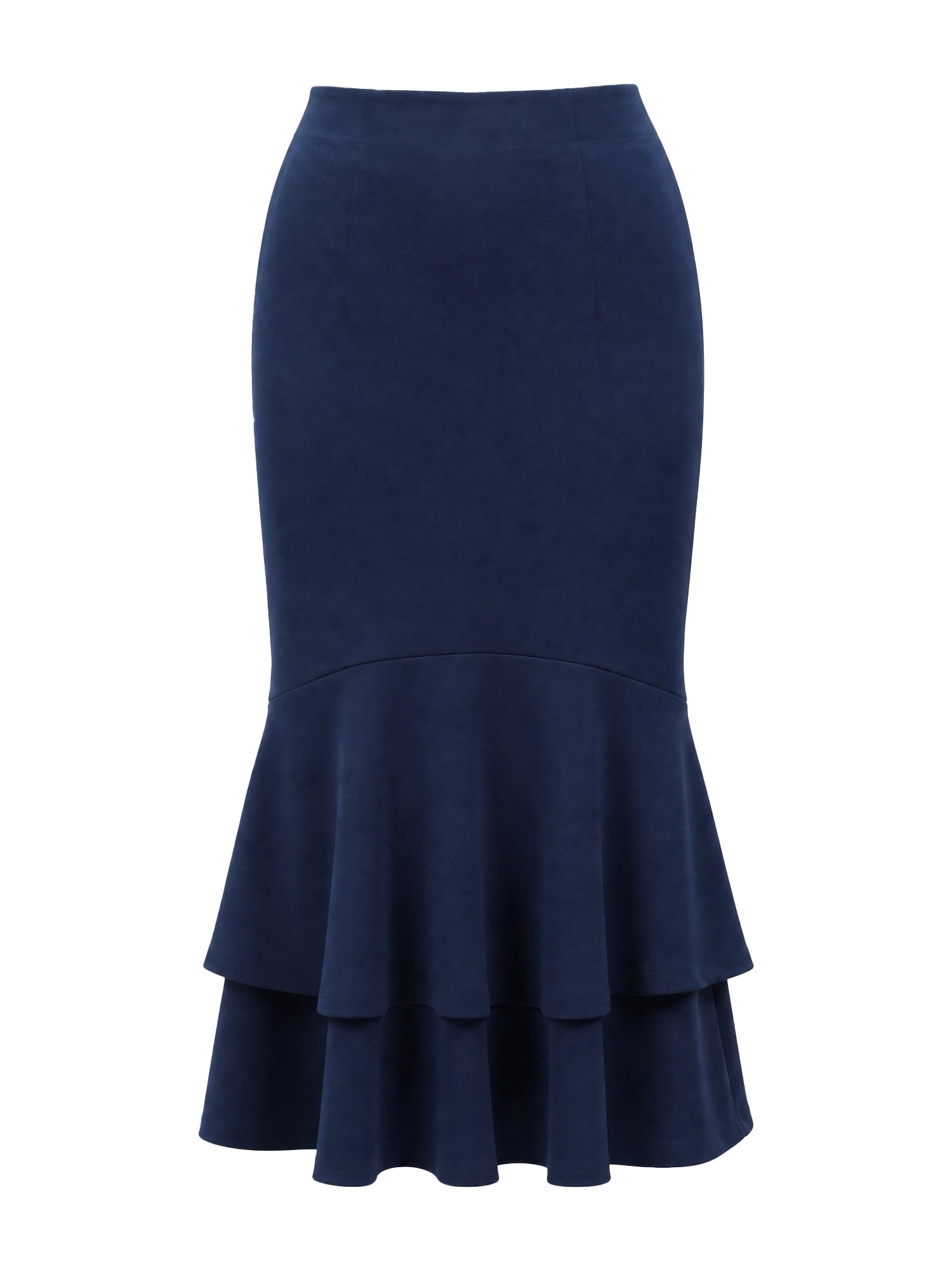 DARING DIVA Women's Ruffle Fishtail Skirt High Waist Bodycon Skirts S Dark Blue
