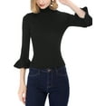 thumbnail image 1 of DARING DIVA Women's Ruffle Sleeves Pullover Knit Turtleneck Sweater XS Black, 1 of 7