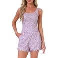 thumbnail image 1 of DARING DIVA Women's Ruffle Trim  Ruffled Camisole Tank Top and Shorts Pajamas Set L Purple, 1 of 7