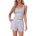 thumbnail image 1 of DARING DIVA Women's Ruffle Trim  Ruffled Camisole Tank Top and Shorts Pajamas Set M Gray, 1 of 7