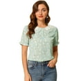 thumbnail image 1 of DARING DIVA Women's Ruffled Bubble Short Sleeve Floral Blouse XL Green, 1 of 6