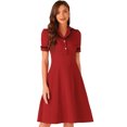 thumbnail image 1 of DARING DIVA Women's Ruffled Peter Pan Collar Midi Dresses XS Red, 1 of 6