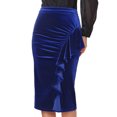 thumbnail image 1 of DARING DIVA Women's Ruffled Ruched Cocktail Midi Skirts Large Royal Blue, 1 of 5