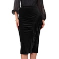 thumbnail image 1 of DARING DIVA Women's Ruffled Ruched Cocktail Midi Skirts Small Black, 1 of 6