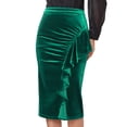 thumbnail image 1 of DARING DIVA Women's Ruffled Ruched Cocktail Midi Skirts X-Large Dark Green, 1 of 5