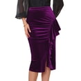 thumbnail image 1 of DARING DIVA Women's Ruffled Ruched Cocktail Midi Skirts XX-Large Purple, 1 of 6