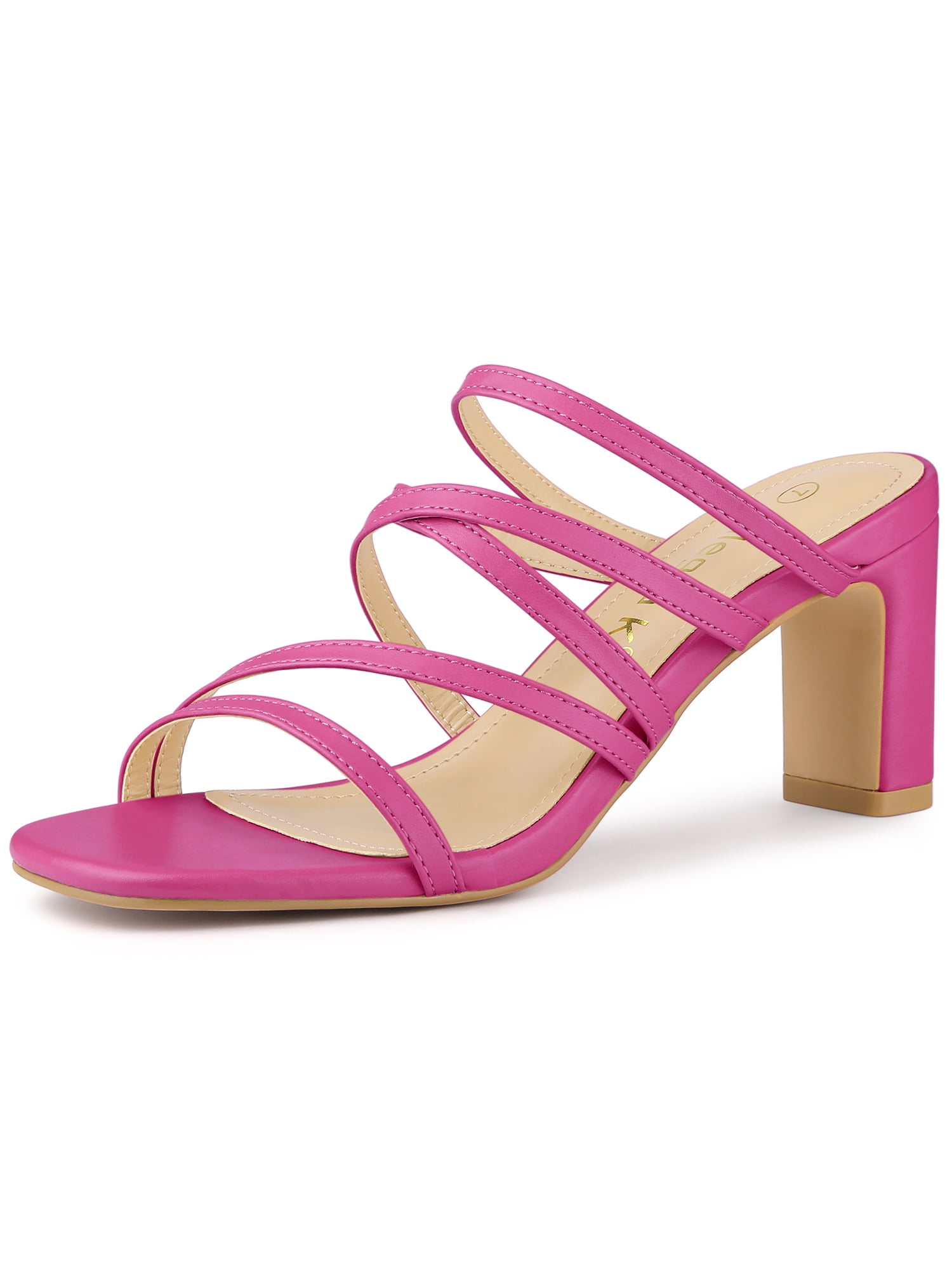 DARING DIVA Women's Sandals Block Heeleds Crisscross Strap Sandals Hot Pink 9