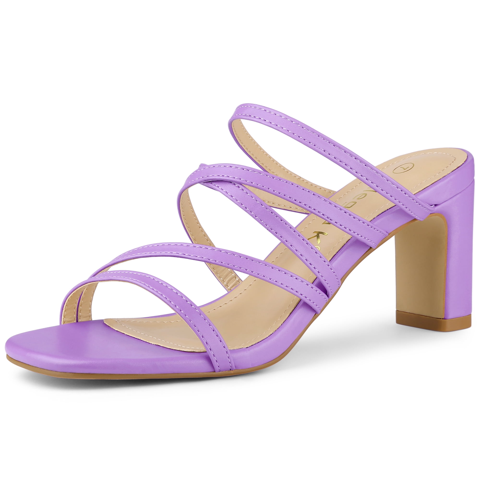 DARING DIVA Women's Sandals Block Heeleds Crisscross Strap Sandals Purple 7.5