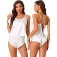thumbnail image 1 of DARING DIVA Women's Satin Backless Lingerie Tops with Shorts Cami Pajamas Sets XL White, 1 of 6