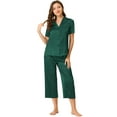 thumbnail image 1 of DARING DIVA Women's Satin Button Down Pajamas Sets M Bright Green, 1 of 6