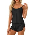 thumbnail image 1 of DARING DIVA Women's Satin Cami Short Sleepwear Silky Pajamas Sets Black XS, 1 of 6