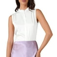 thumbnail image 1 of DARING DIVA Women's Satin Elegant Sleeveless One Button Office Blouse XS White, 1 of 6