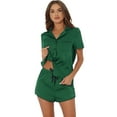 thumbnail image 1 of DARING DIVA Women's Satin Front Single Pocket Pajamas Sets XL Dark Green, 1 of 6