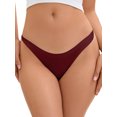 thumbnail image 1 of DARING DIVA Women's Satin Invisible Bikini Comfortable No-Show Thongs S Red, 1 of 6