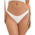 thumbnail image 1 of DARING DIVA Women's Satin Invisible Bikini Comfortable No-Show Thongs S White, 1 of 6
