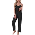 thumbnail image 1 of DARING DIVA Women's Satin Loungewear Leopard Print Cami Spaghetti Pajama Sets M Black, 1 of 7