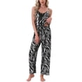 thumbnail image 1 of DARING DIVA Women's Satin Loungewear Leopard Print Cami Spaghetti Pajama Sets S Jet Black, 1 of 7