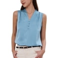 thumbnail image 1 of DARING DIVA Women's Satin Tank Top Sleeveless V Neck Business Satin Work Blouse M Blue, 1 of 6