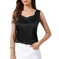 thumbnail image 1 of DARING DIVA Women's Satin Tank Tops V Neck Dressy Casual Sleeveless Silk Camisole Top 2XL Black, 1 of 6