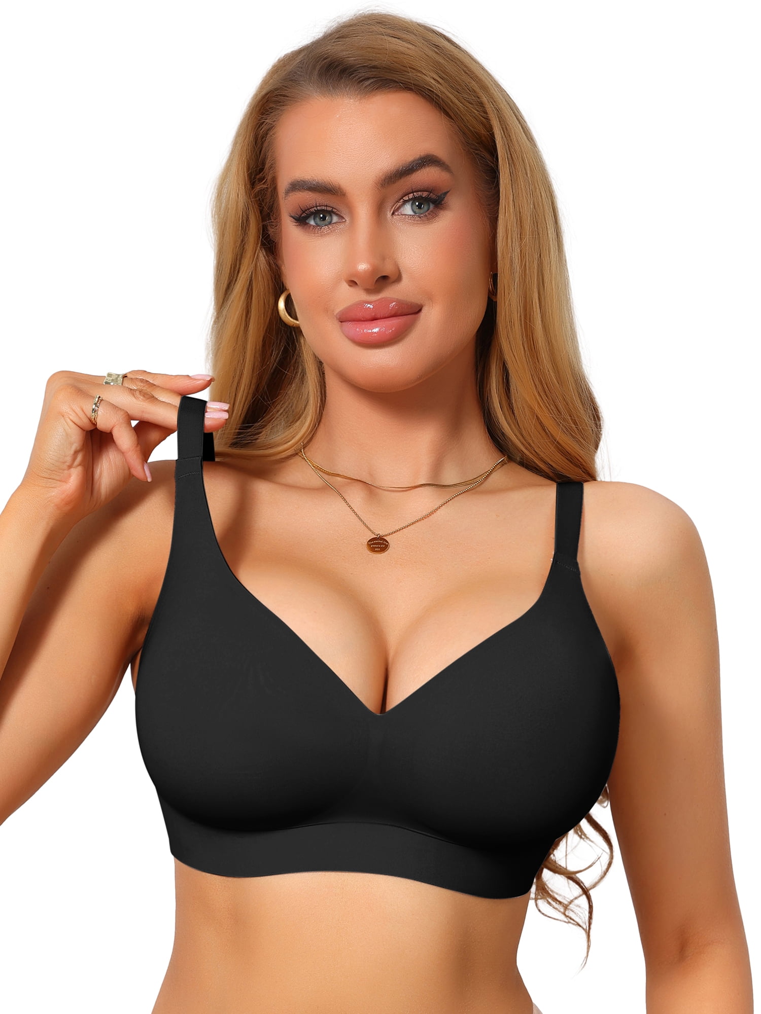 DARING DIVA Women's Seamless Bras Soft Bralette Push Up Comfort Tshirt Bra 2XL Black
