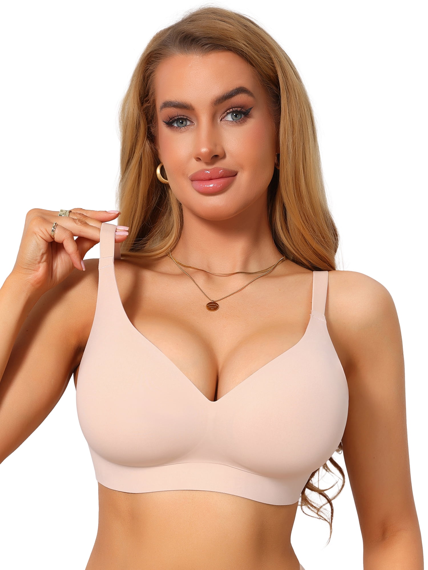 DARING DIVA Women's Seamless Bras Soft Bralette Push Up Comfort Tshirt Bra M Pink