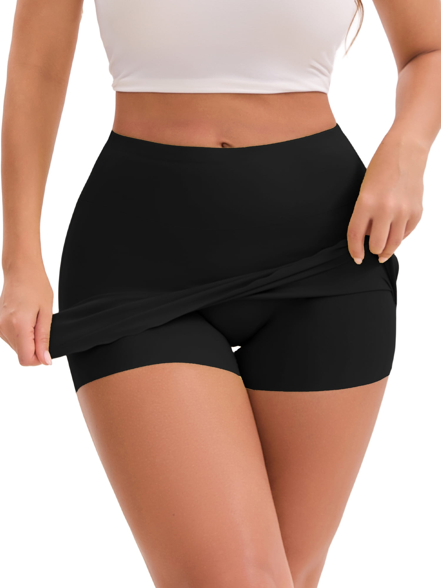 DARING DIVA Women's Seamless Half Slip Shapewear for Dress Skirt and Shorts XXL Black