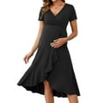 thumbnail image 1 of DARING DIVA Women's Semi Formal Wrap V Neck Ruffle Maternity Dress S Black, 1 of 7