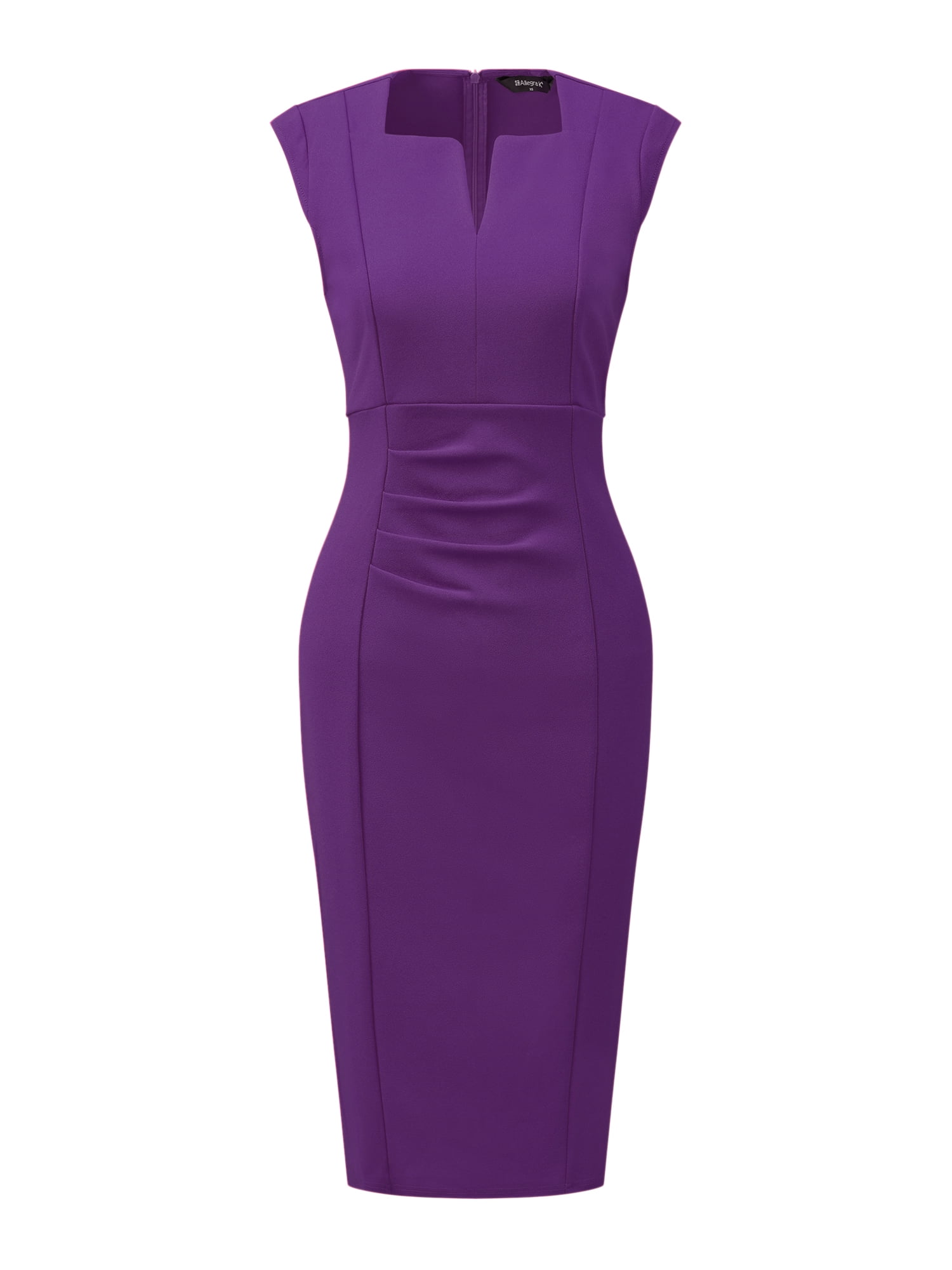 DARING DIVA Women's Sheath Pencil Work Sleeveless Professional Dress L Dark Purple
