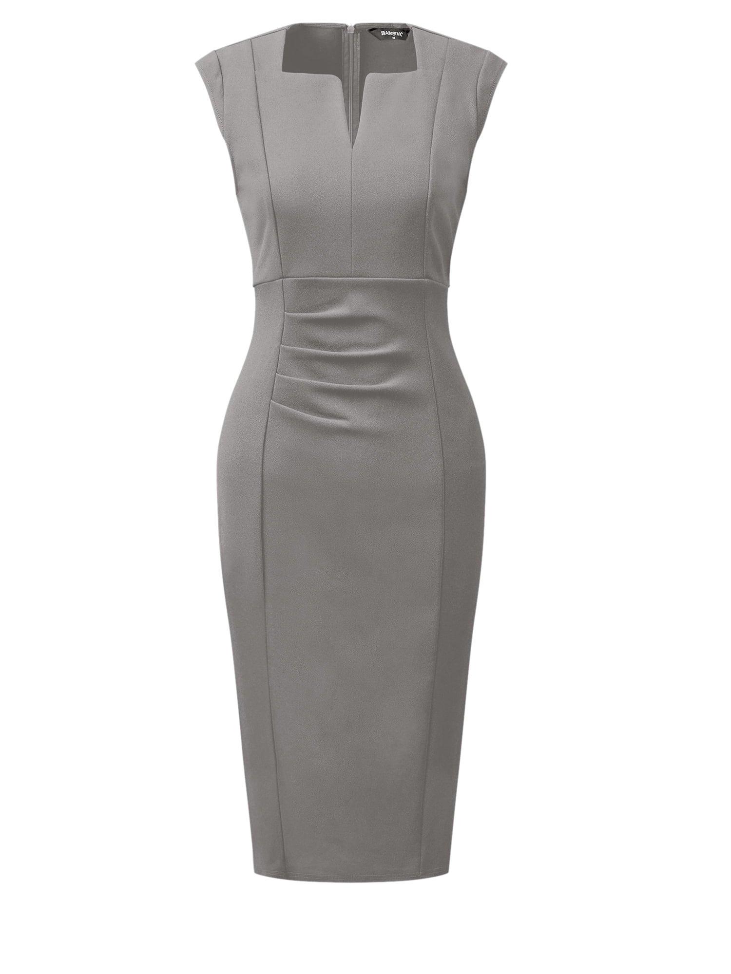 DARING DIVA Women's Sheath Pencil Work Sleeveless Professional Dress L Light Grey