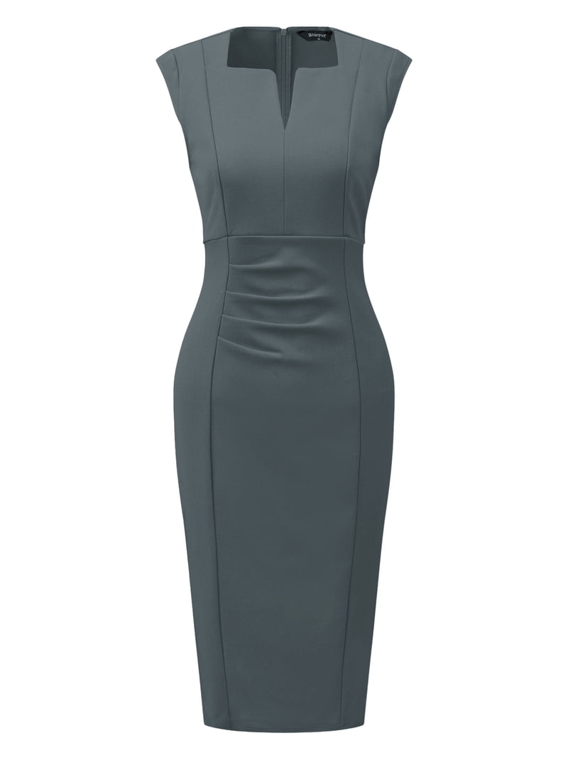 DARING DIVA Women's Sheath Pencil Work Sleeveless Professional Dress M Gray