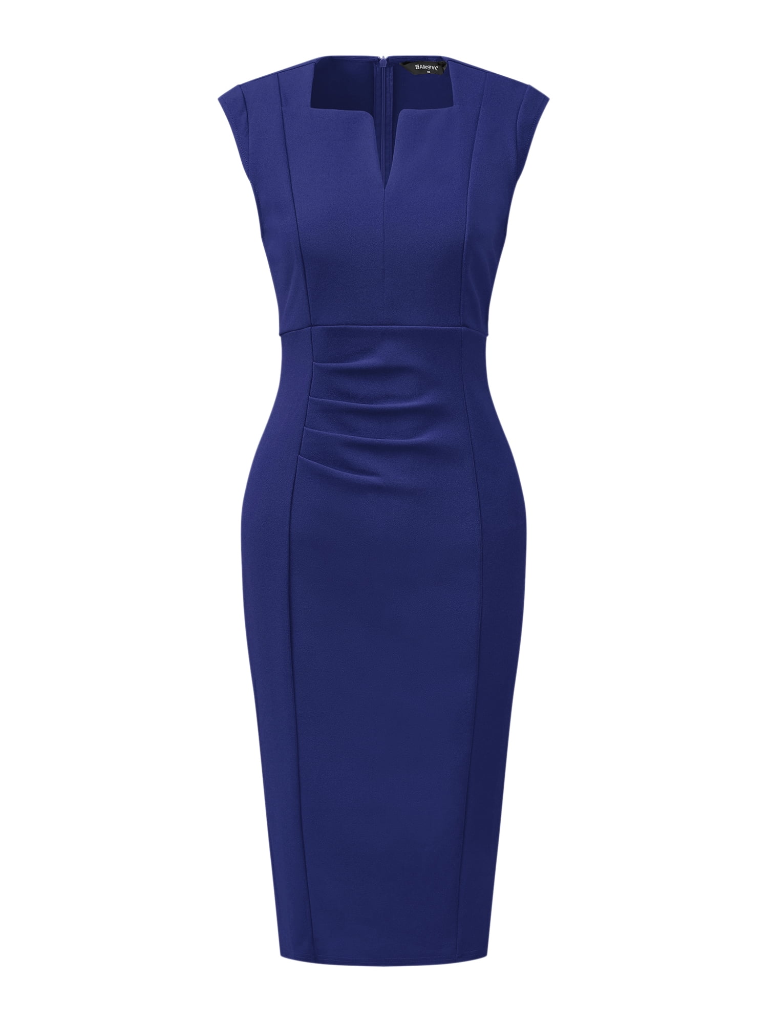 DARING DIVA Women's Sheath Pencil Work Sleeveless Professional Dress S Dark Blue
