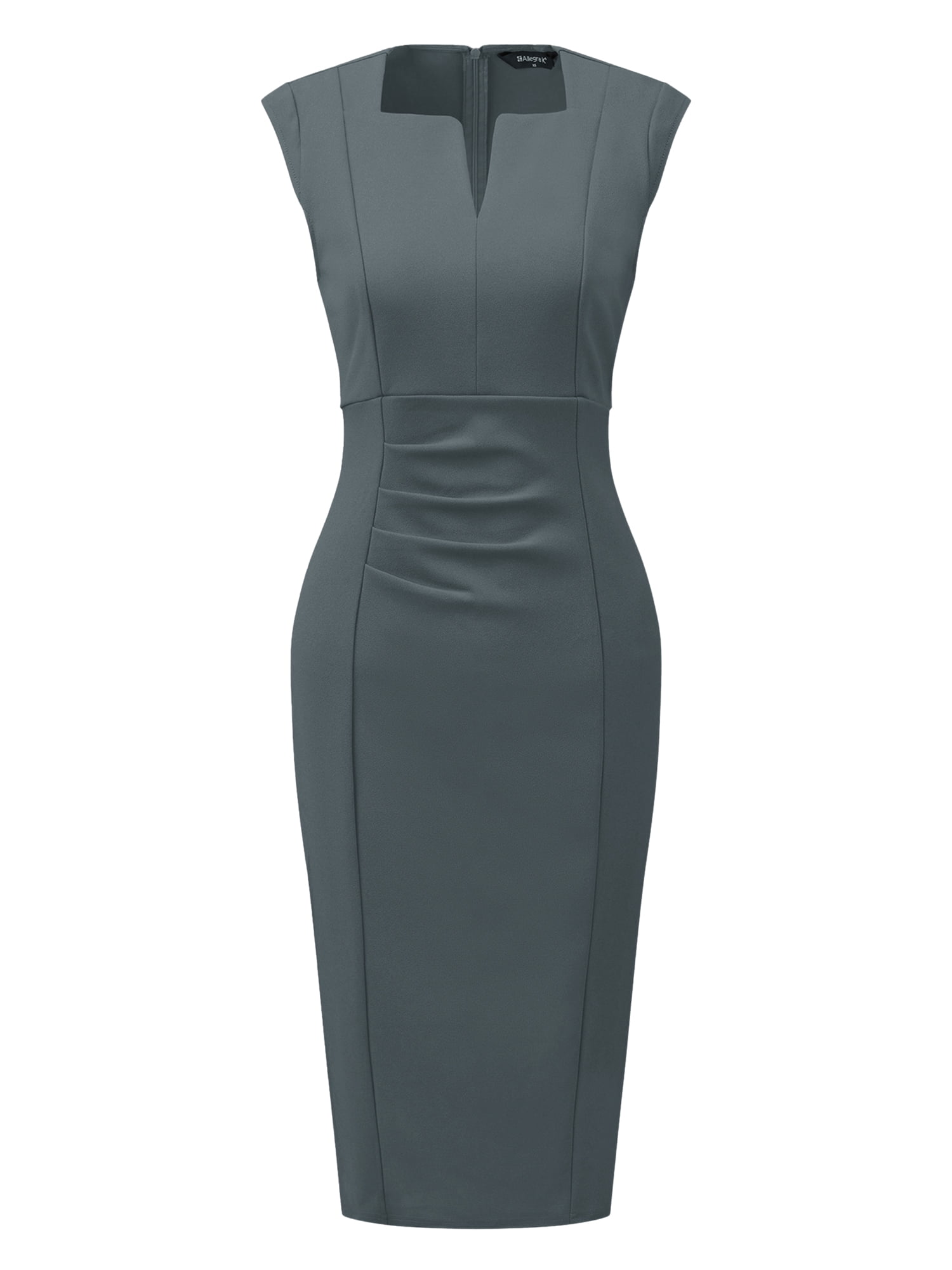 DARING DIVA Women's Sheath Pencil Work Sleeveless Professional Dress S Gray
