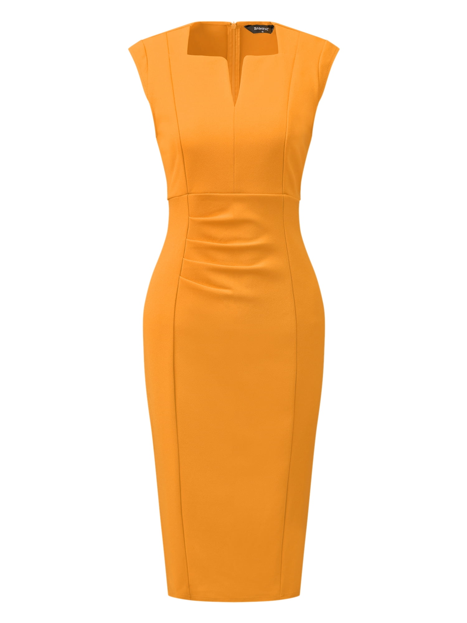 DARING DIVA Women's Sheath Pencil Work Sleeveless Professional Dress XL Ginger Yellow