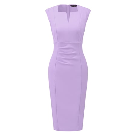 DARING DIVA Women's Sheath Pencil Work Sleeveless Professional Dress XL Taro Purple